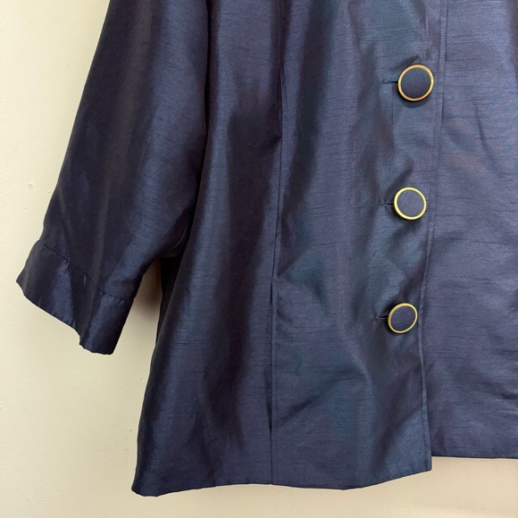 Russel Kemp size 2X Women’s Blue 3/4 Sleeve Button Up Blazer Jacket - Picture 3 of 8